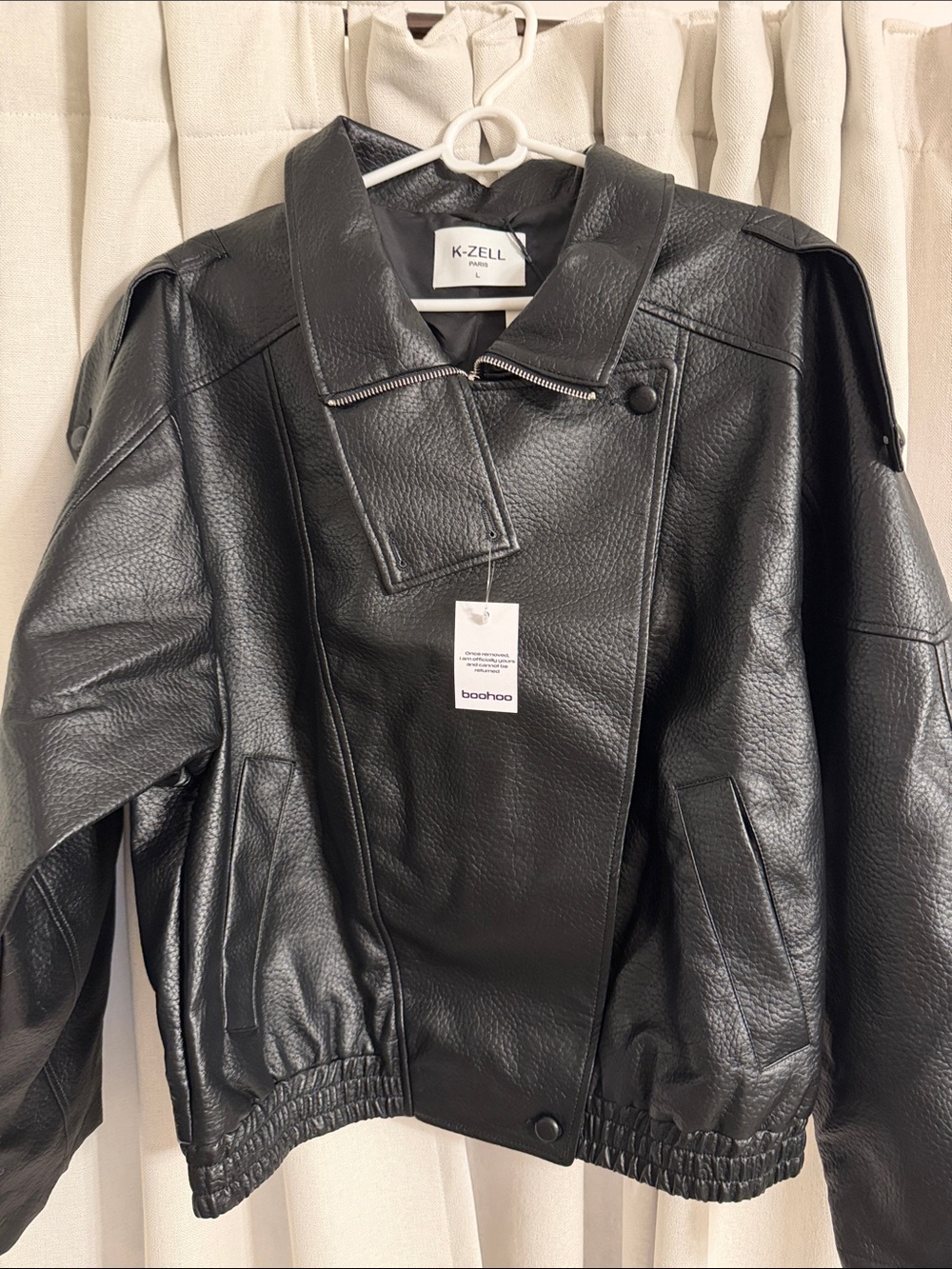 K-Zell Women's Black Faux Leather Moto Jacket